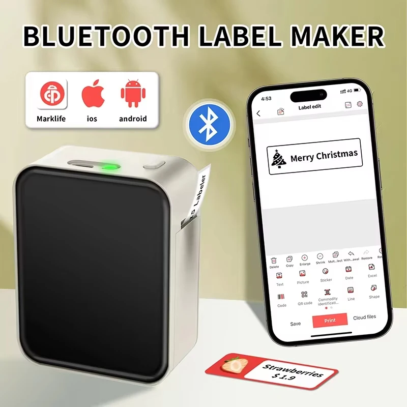 Marklife P15 Mini Portable Label Printer Smart Pocket Printer Thermal Adhesive Sticker Labeling Machine ot 3PK Label Paper NoInk - Image 2